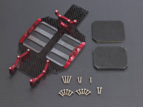 Team Losi Mini-T Graphite Main Chassis With Foam Shim - 1 Set (Suitable For 6 Cells Individual Batteries Of 7.2V, and Well-Fitted With Original Electrical Parts & Battery Tray) Red