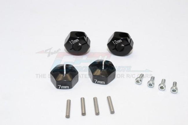 Traxxas Ford GT 4-Tec 2.0 (83056-4) Aluminum Hex Adapters 7mm Thick - 4Pc Set Black
