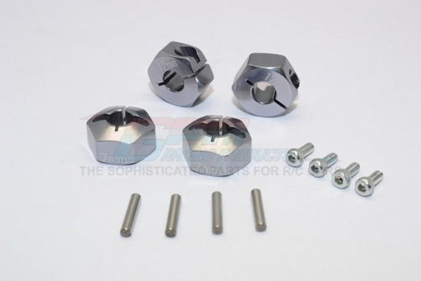 Traxxas Ford GT 4-Tec 2.0 (83056-4) Aluminum Hex Adapters 7mm Thick - 4Pc Set Gray Silver