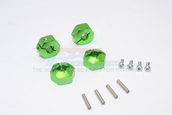 Traxxas Ford GT 4-Tec 2.0 (83056-4) Aluminum Hex Adapters 7mm Thick - 4Pc Set Green