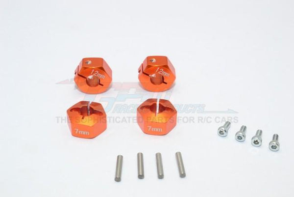 Traxxas Ford GT 4-Tec 2.0 (83056-4) Aluminum Hex Adapters 7mm Thick - 4Pc Set Orange