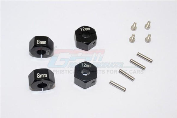 Traxxas Ford GT 4-Tec 2.0 (83056-4) Aluminum Hex Adapters 8mm Thick - 4Pc Set Black