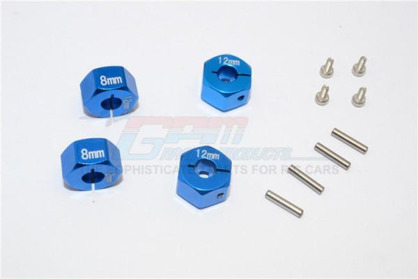 Traxxas Ford GT 4-Tec 2.0 (83056-4) Aluminum Hex Adapters 8mm Thick - 4Pc Set Blue