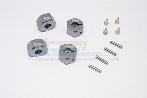 Traxxas Ford GT 4-Tec 2.0 (83056-4) Aluminum Hex Adapters 8mm Thick - 4Pc Set Gray Silver