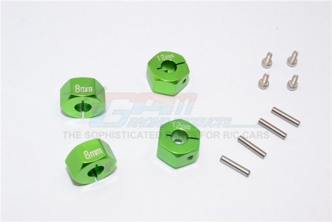 Traxxas Ford GT 4-Tec 2.0 (83056-4) Aluminum Hex Adapters 8mm Thick - 4Pc Set Green
