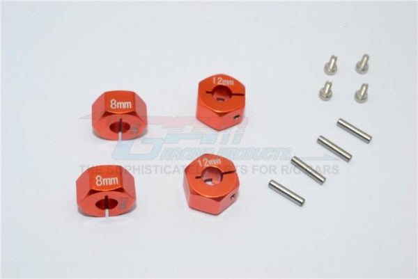 Traxxas Ford GT 4-Tec 2.0 (83056-4) Aluminum Hex Adapters 8mm Thick - 4Pc Set Orange