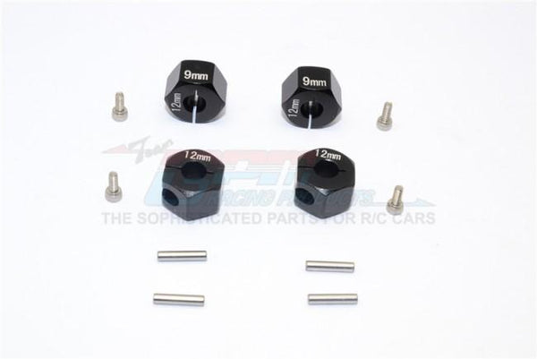 Traxxas Ford GT 4-Tec 2.0 (83056-4) Aluminum Hex Adapters 9mm Thick - 4Pc Set Black
