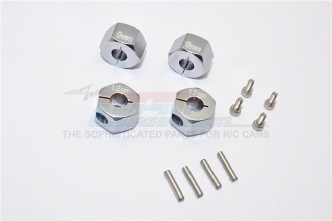 Traxxas Ford GT 4-Tec 2.0 (83056-4) Aluminum Hex Adapters 9mm Thick - 4Pc Set Gray Silver