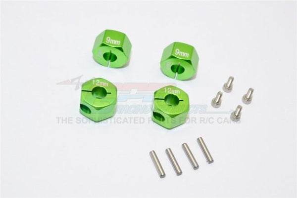 Traxxas Ford GT 4-Tec 2.0 (83056-4) Aluminum Hex Adapters 9mm Thick - 4Pc Set Green