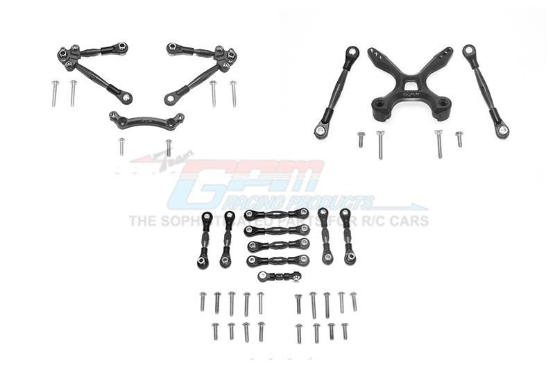 Traxxas Ford GT 4-Tec 2.0 (83056-4) Aluminum Front & Rear Tie Rods With Stabilizer For C Hub + Whole Car Tie Rods - 51Pc Set Black