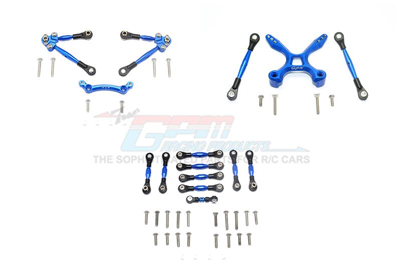 Traxxas Ford GT 4-Tec 2.0 (83056-4) Aluminum Front & Rear Tie Rods With Stabilizer For C Hub + Whole Car Tie Rods - 51Pc Set Blue