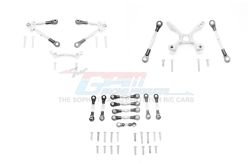Traxxas Ford GT 4-Tec 2.0 (83056-4) Aluminum Front & Rear Tie Rods With Stabilizer For C Hub + Whole Car Tie Rods - 51Pc Set Silver