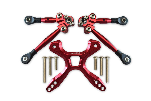 Aluminum Rear Tie Rods With Stabilizer Car Tie Rods For 1/10 Traxxas Ford GT 4-Tec 2.0 83056-4 / 4-Tec 3.0 93054-4 - 1 Set Red
