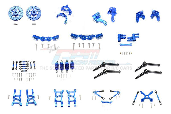 Traxxas Ford GT 4-Tec 2.0 (83056-4) Aluminum F+R Lower Arms, F+R Knuckle Arms, Front C Hubs, F+R Shock Towers, F+R Oil Filled Dampers, F+R Tie Rods With Stabilizer For C Hub & Whole Car Tie Rods + Steering Assembly - 119Pc Set Blue
