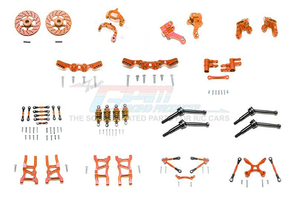 Traxxas Ford GT 4-Tec 2.0 (83056-4) Aluminum F+R Lower Arms, F+R Knuckle Arms, Front C Hubs, F+R Shock Towers, F+R Oil Filled Dampers, F+R Tie Rods With Stabilizer For C Hub & Whole Car Tie Rods + Steering Assembly - 119Pc Set Orange