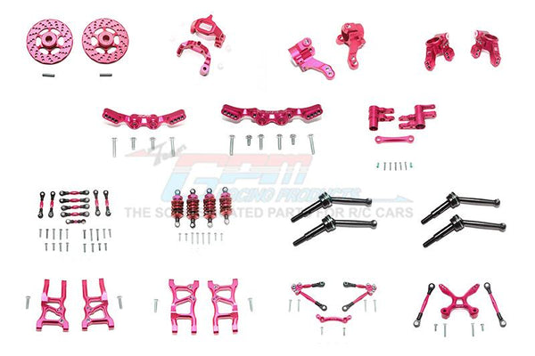 Traxxas Ford GT 4-Tec 2.0 (83056-4) Aluminum F+R Lower Arms, F+R Knuckle Arms, Front C Hubs, F+R Shock Towers, F+R Oil Filled Dampers, F+R Tie Rods With Stabilizer For C Hub & Whole Car Tie Rods + Steering Assembly - 119Pc Set Red
