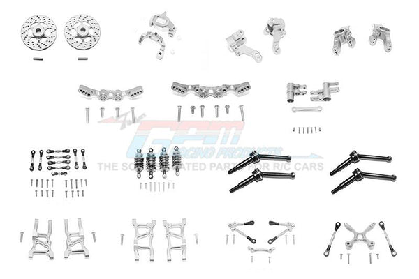 Traxxas Ford GT 4-Tec 2.0 (83056-4) Aluminum F+R Lower Arms, F+R Knuckle Arms, Front C Hubs, F+R Shock Towers, F+R Oil Filled Dampers, F+R Tie Rods With Stabilizer For C Hub & Whole Car Tie Rods + Steering Assembly - 119Pc Set Silver
