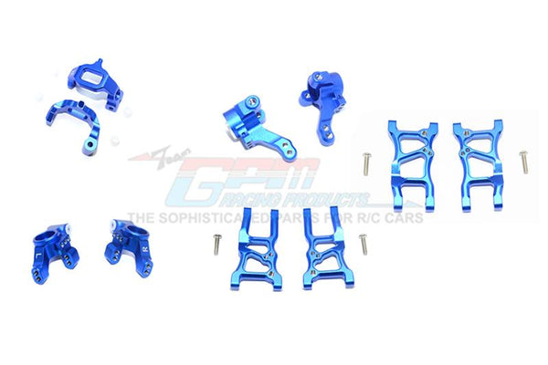 Traxxas Ford GT 4-Tec 2.0 (83056-4) Aluminum Front Lower Arms, Rear Lower Arms, Front+Rear Knuckle Arms, Front C Hubs Combo Packs - 18Pc Set Blue