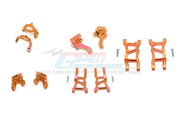 Traxxas Ford GT 4-Tec 2.0 (83056-4) Aluminum Front Lower Arms, Rear Lower Arms, Front+Rear Knuckle Arms, Front C Hubs Combo Packs - 18Pc Set Orange