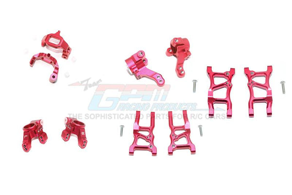 Traxxas Ford GT 4-Tec 2.0 (83056-4) Aluminum Front Lower Arms, Rear Lower Arms, Front+Rear Knuckle Arms, Front C Hubs Combo Packs - 18Pc Set Red