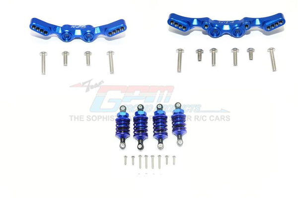 Traxxas Ford GT 4-Tec 2.0 (83056-4) Aluminum Front & Rear Shock Towers + Front (53mm) + Rear (50mm) Oil Filled Dampers - 28Pc Set Blue