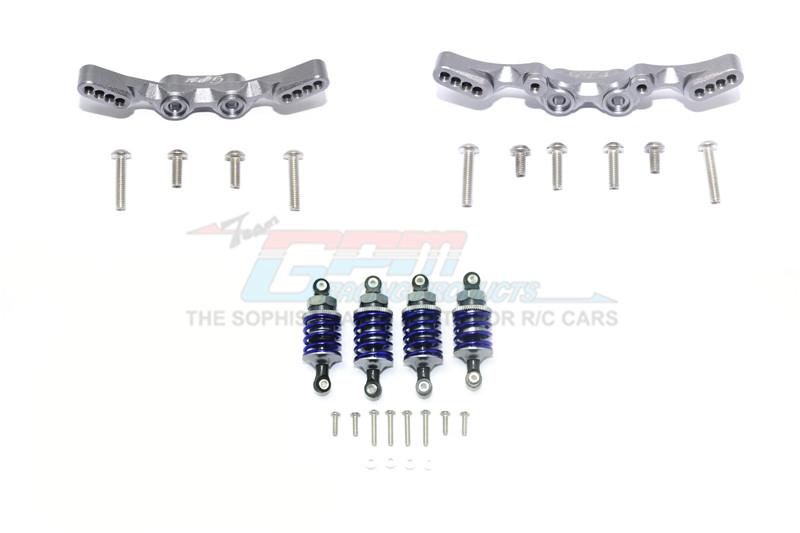 Traxxas Ford GT 4-Tec 2.0 (83056-4) Aluminum Front & Rear Shock Towers + Front (53mm) + Rear (50mm) Oil Filled Dampers - 28Pc Set Gray Silver
