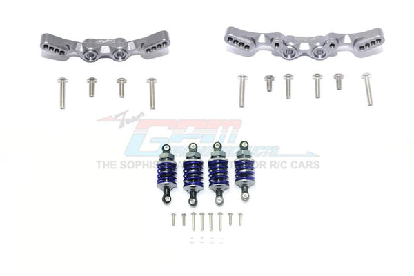 Traxxas Ford GT 4-Tec 2.0 (83056-4) Aluminum Front & Rear Shock Towers + Front (53mm) + Rear (50mm) Oil Filled Dampers - 28Pc Set Gray Silver