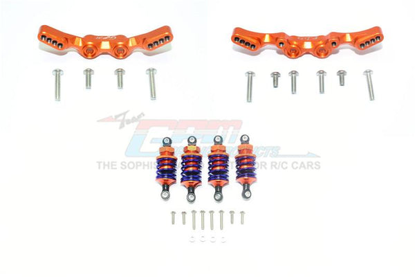 Traxxas Ford GT 4-Tec 2.0 (83056-4) Aluminum Front & Rear Shock Towers + Front (53mm) + Rear (50mm) Oil Filled Dampers - 28Pc Set Orange