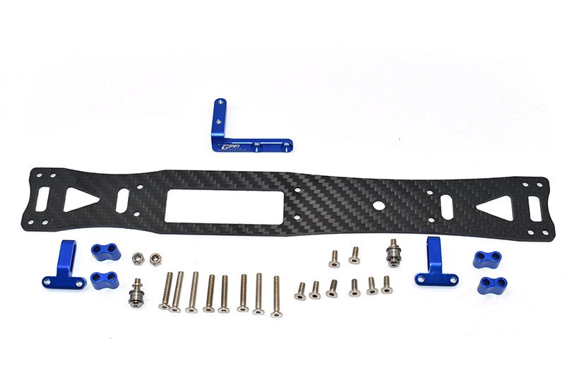 Carbon Fiber + Aluminum Sub Chassis For Tamiya 1/10 4WD TA08 PRO 58693 - 27Pc Set Blue