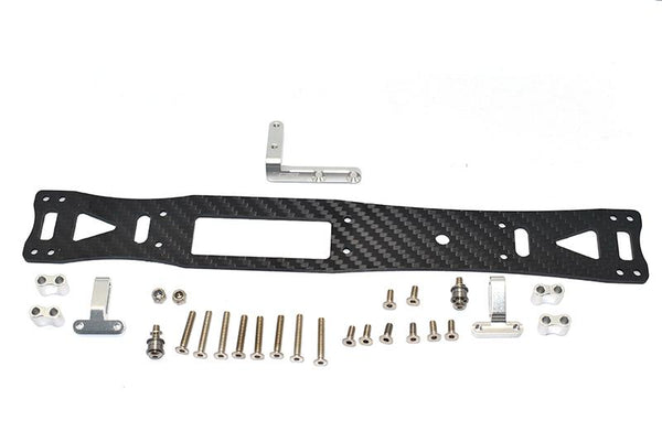 Carbon Fiber + Aluminum Sub Chassis For Tamiya 1/10 4WD TA08 PRO 58693 - 27Pc Set Silver
