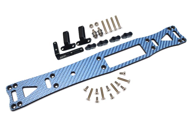 Carbon Fiber (Blue) + Aluminum Sub Chassis For Tamiya 1/10 4WD TA08 PRO 58693 – 27Pc Set Black