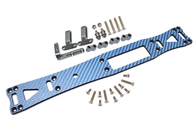 Carbon Fiber (Blue) + Aluminum Sub Chassis For Tamiya 1/10 4WD TA08 PRO 58693 – 27Pc Set Gray Silver