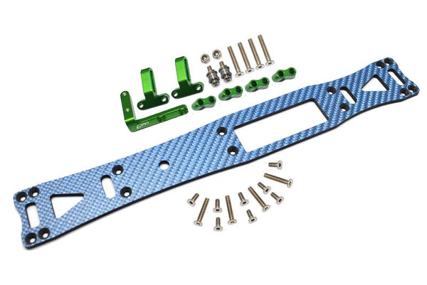 Carbon Fiber (Blue) + Aluminum Sub Chassis For Tamiya 1/10 4WD TA08 PRO 58693 – 27Pc Set Green