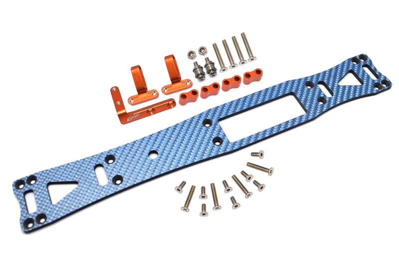 Carbon Fiber (Blue) + Aluminum Sub Chassis For Tamiya 1/10 4WD TA08 PRO 58693 – 27Pc Set Orange