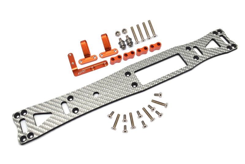 Carbon Fiber (Silver) + Aluminum Sub Chassis For Tamiya 1/10 4WD TA08 PRO 58693 – 27Pc Set Orange