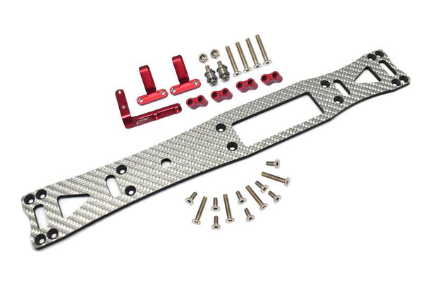 Carbon Fiber (Silver) + Aluminum Sub Chassis For Tamiya 1/10 4WD TA08 PRO 58693 – 27Pc Set Red