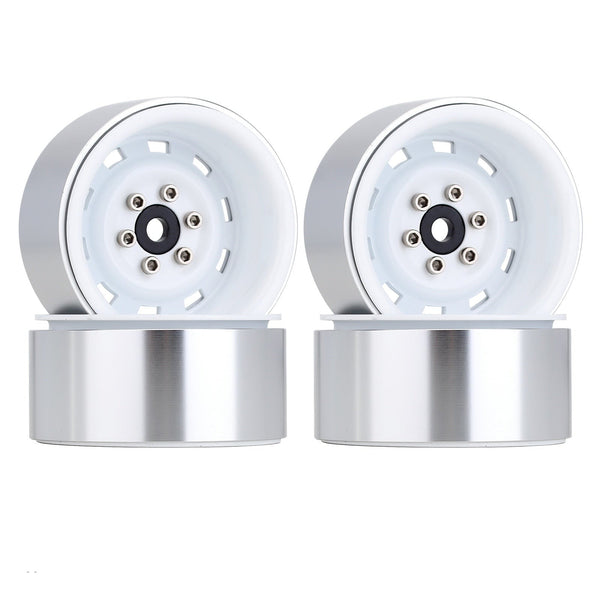 Negative Offset 3mm Metal 1.9" Beadlock Wheel Rim Hub for 1/10 RC Crawler Car Axial SCX10 90046 Traxxas TRX4 D90 - 4Pc White
