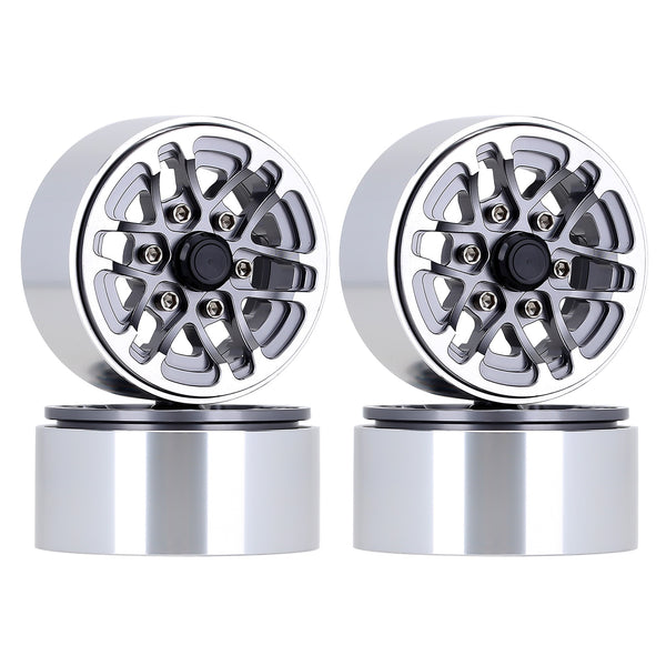 52*28mm Beadlock 1.9" Alloy Wheel Rim Hub for 1/10 RC Crawler Axial SCX10 90046 Traxxas TRX4 Redcat Gen8 - 4Pc Gray