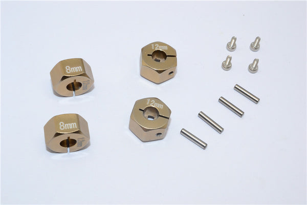 Aluminum Wheel Hex Adapter 12mmx8mm - 4Pcs Set Titanium