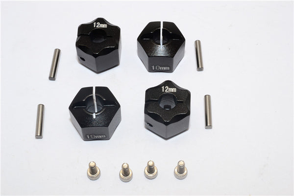 Aluminum Wheel Hex Adapter 12mmx10mm - 4Pcs Set Black