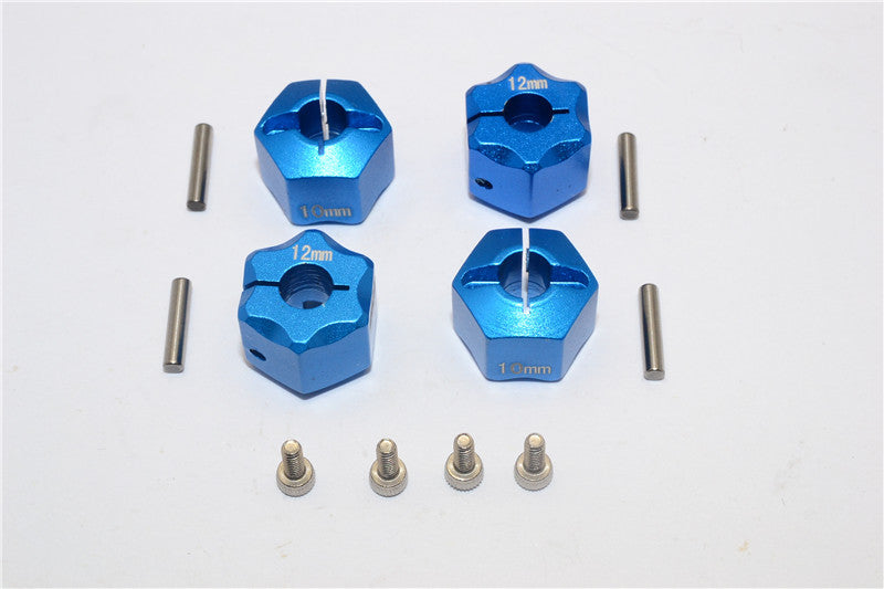 Aluminum Wheel Hex Adapter 12mmx10mm - 4Pcs Set Blue