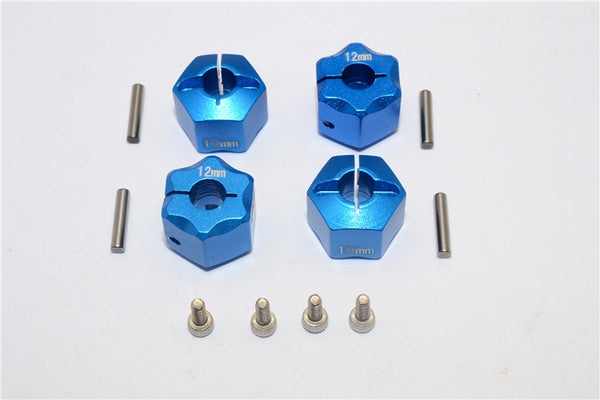 Aluminum Wheel Hex Adapter 12mmx10mm - 4Pcs Set Blue