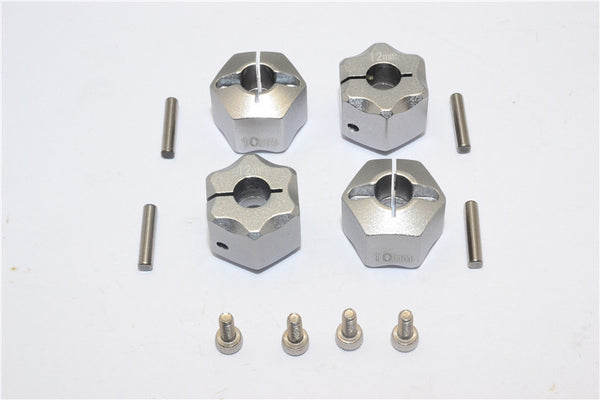 Aluminum Wheel Hex Adapter 12mmx10mm - 4Pcs Set Gray Silver