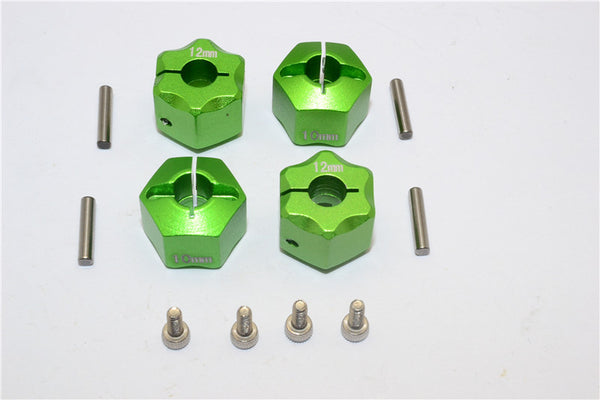 Aluminum Wheel Hex Adapter 12mmx10mm - 4Pcs Set Green