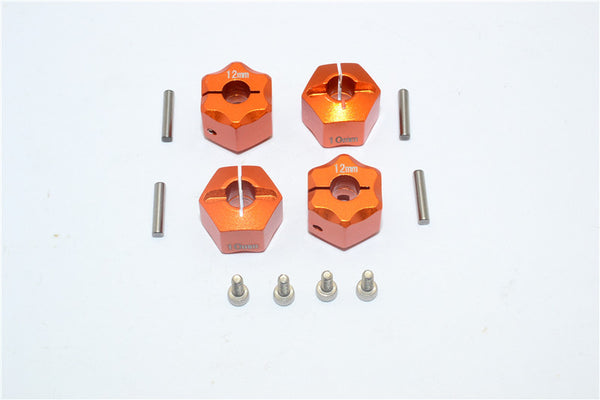 Aluminum Wheel Hex Adapter 12mmx10mm - 4Pcs Set Orange
