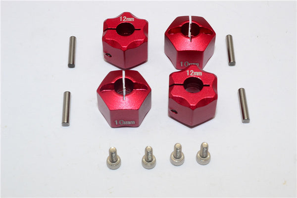 Aluminum Wheel Hex Adapter 12mmx10mm - 4Pcs Set Red