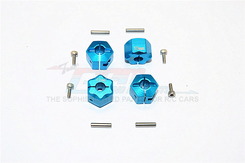Aluminum Wheel Hex Adapter 12mmx10mm - 4Pcs Set Sky Blue