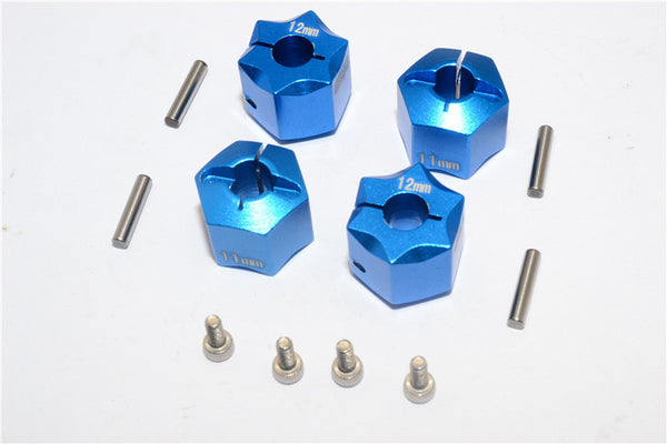 Aluminum Wheel Hex Adapter 12mmx11mm - 4Pcs Set Blue