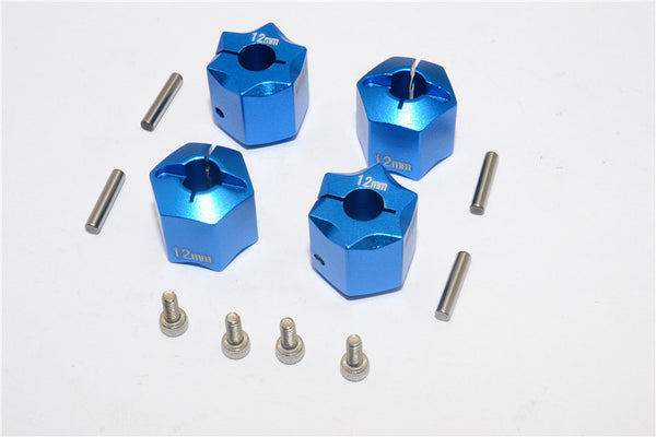 Aluminum Wheel Hex Adapter 12mmx12mm - 4Pcs Set Blue