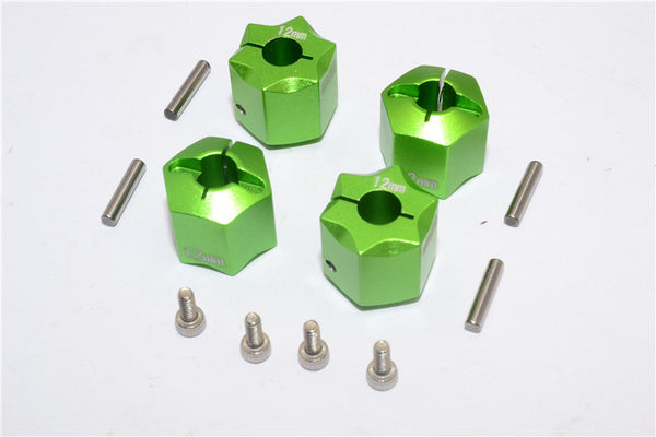 Aluminum Wheel Hex Adapter 12mmx12mm - 4Pcs Set Green